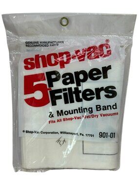 NEW NOS Vintage Shop-Vac 5 Pack Paper Filters & Mounting Band Wet/Dry Vacuums